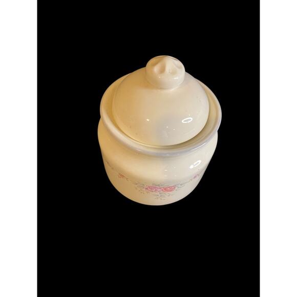 Vintage Pfaltzgraff Trousseau Lidded Sugar Bowl Ivory Floral - Picture 3 of 7